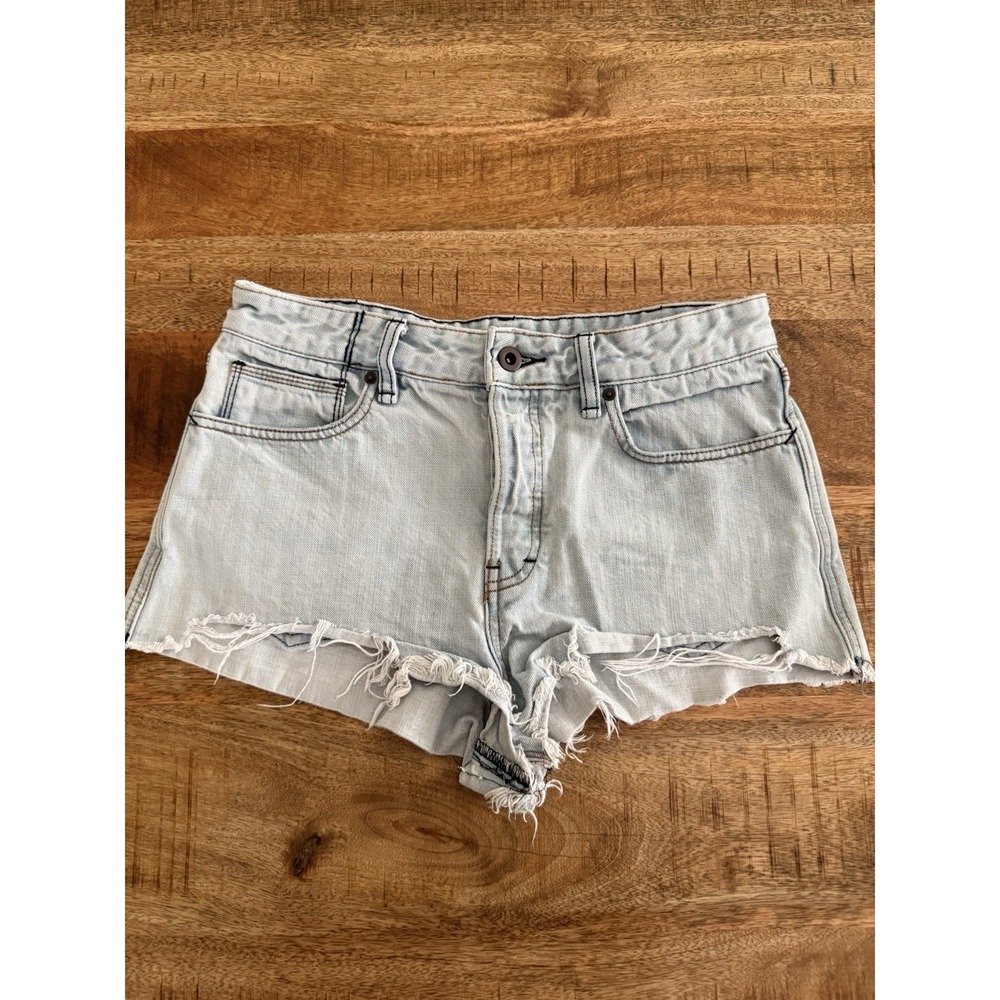 Free People Denim Cut Off Shorts W29 Light Wash Distressed Frayed Low Rise